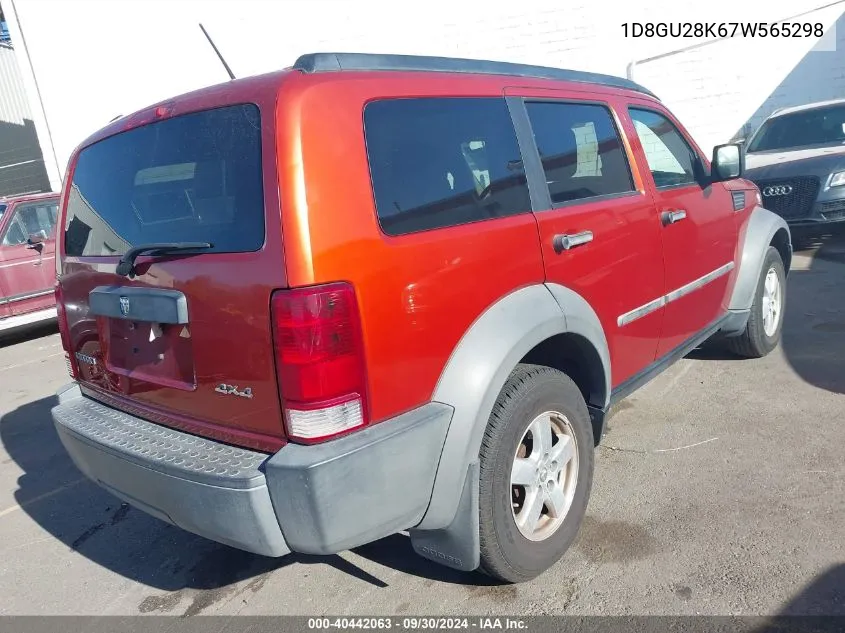 2007 Dodge Nitro Sxt VIN: 1D8GU28K67W565298 Lot: 40442063