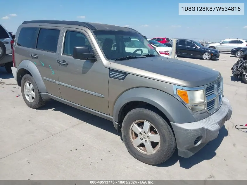 2007 Dodge Nitro Sxt VIN: 1D8GT28K87W534816 Lot: 40513775