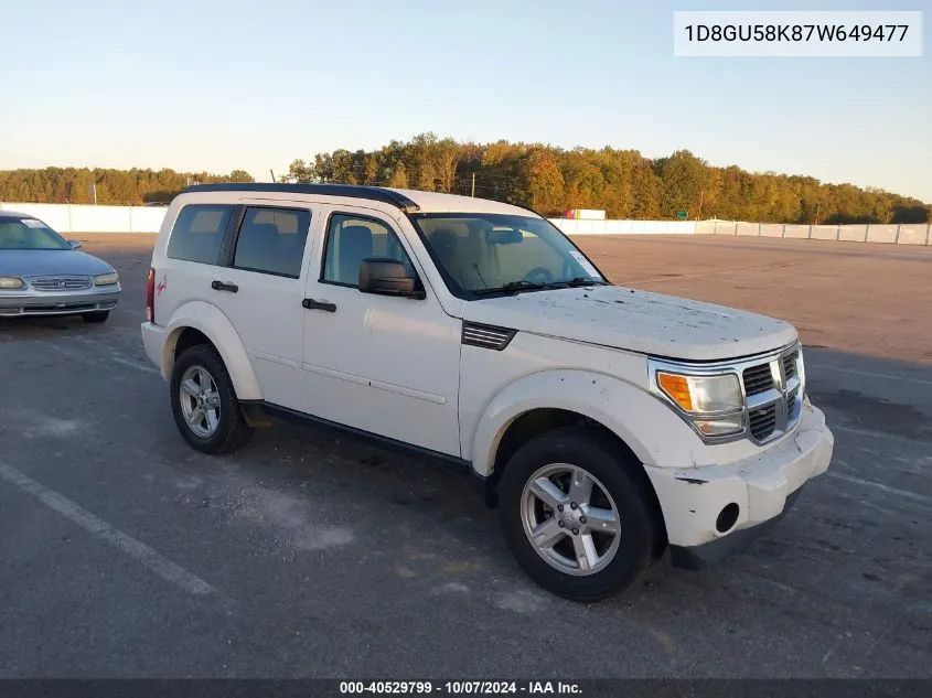 2007 Dodge Nitro Slt/Rt VIN: 1D8GU58K87W649477 Lot: 40529799