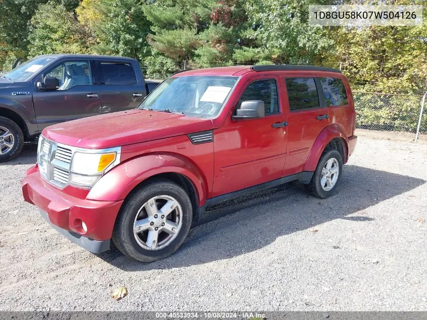 2007 Dodge Nitro Slt/Rt VIN: 1D8GU58K07W504126 Lot: 40533934