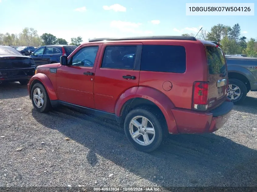 2007 Dodge Nitro Slt/Rt VIN: 1D8GU58K07W504126 Lot: 40533934