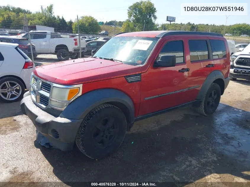 2007 Dodge Nitro Sxt VIN: 1D8GU28K07W551946 Lot: 40576328