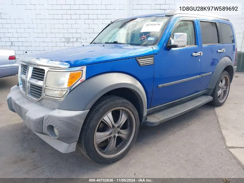 2007 Dodge Nitro Sxt VIN: 1D8GU28K97W589692 Lot: 40702636