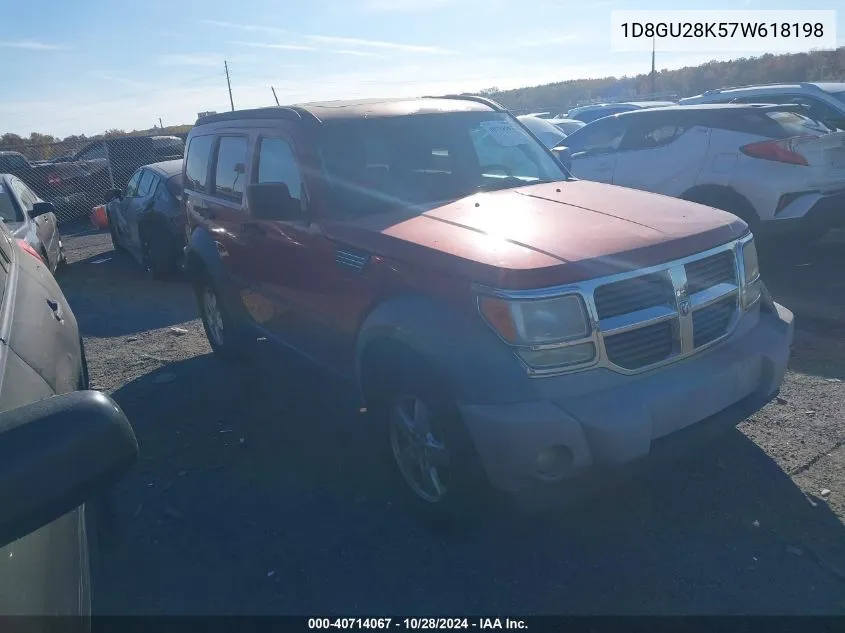 2007 Dodge Nitro Sxt VIN: 1D8GU28K57W618198 Lot: 40714067