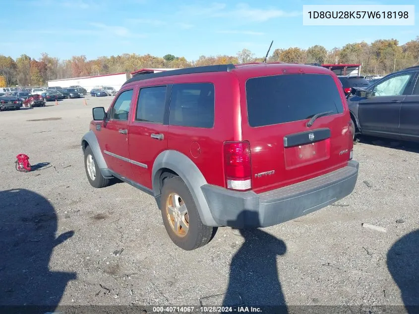 2007 Dodge Nitro Sxt VIN: 1D8GU28K57W618198 Lot: 40714067