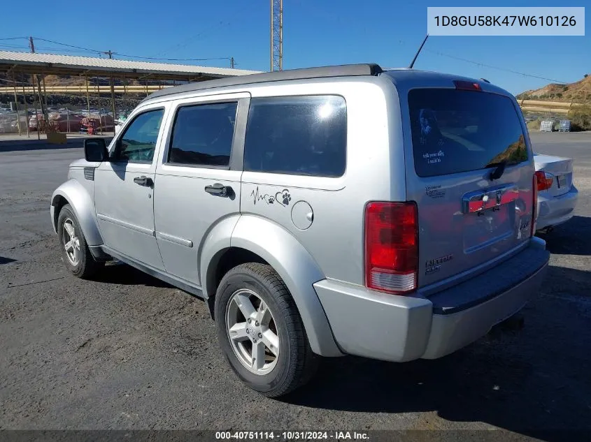 2007 Dodge Nitro Slt/Rt VIN: 1D8GU58K47W610126 Lot: 40751114