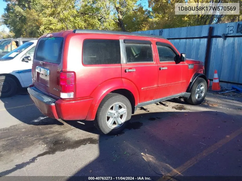 2007 Dodge Nitro Slt VIN: 1D8GU58K17W570569 Lot: 40763273