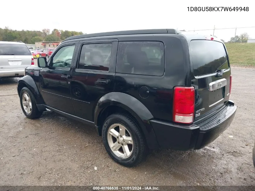 2007 Dodge Nitro Slt/Rt VIN: 1D8GU58KX7W649948 Lot: 40766535