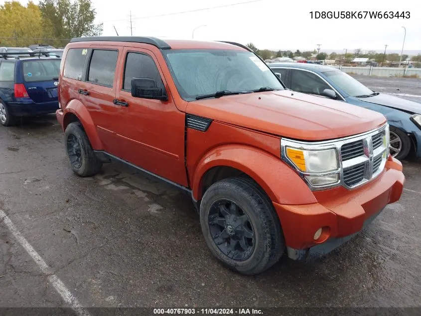 2007 Dodge Nitro Slt/Rt VIN: 1D8GU58K67W663443 Lot: 40767903