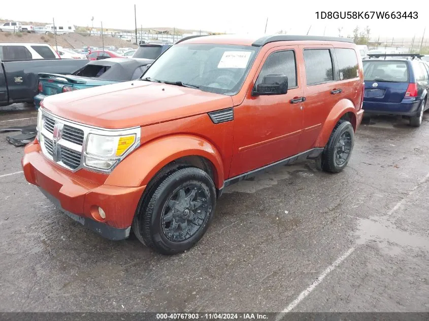 2007 Dodge Nitro Slt/Rt VIN: 1D8GU58K67W663443 Lot: 40767903