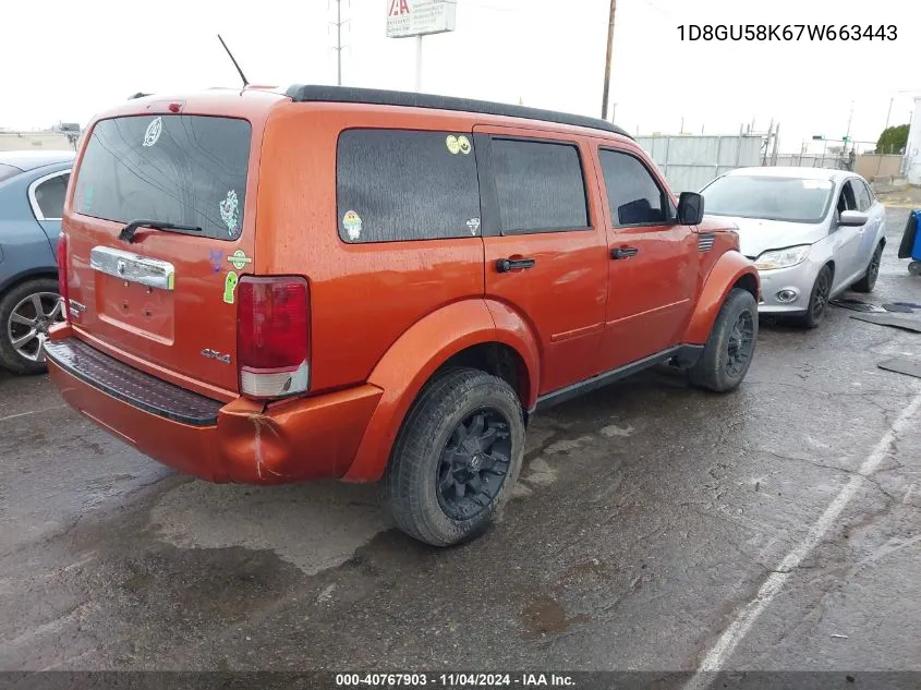 2007 Dodge Nitro Slt/Rt VIN: 1D8GU58K67W663443 Lot: 40767903