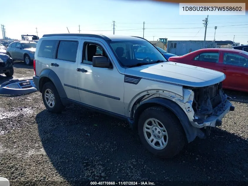 2007 Dodge Nitro Sxt VIN: 1D8GU28K37W558602 Lot: 40770868