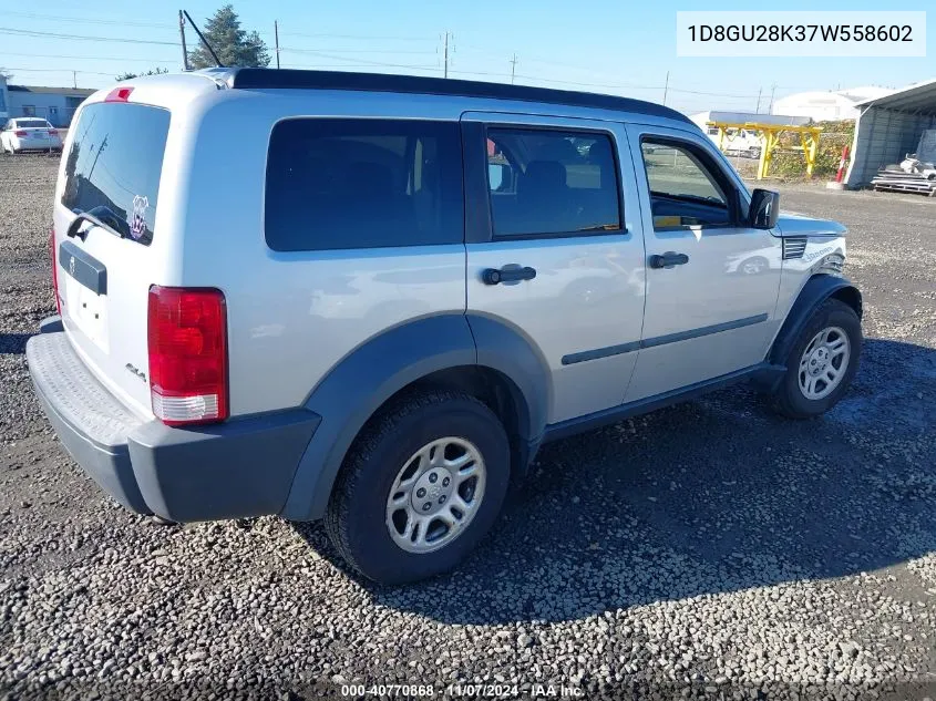 2007 Dodge Nitro Sxt VIN: 1D8GU28K37W558602 Lot: 40770868