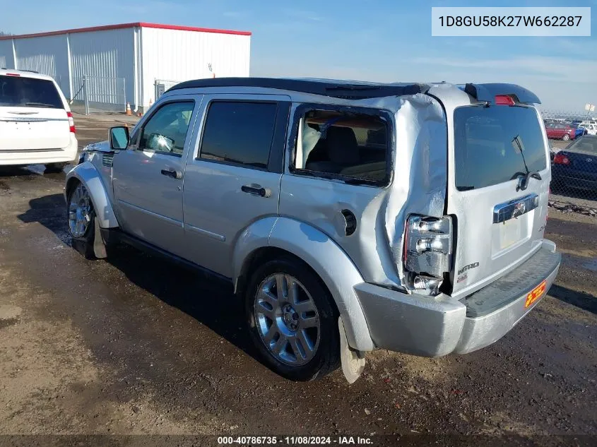 2007 Dodge Nitro Slt/Rt VIN: 1D8GU58K27W662287 Lot: 40786735