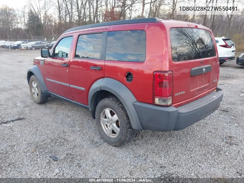 2007 Dodge Nitro Sxt VIN: 1D8GU28K27W550491 Lot: 40789655