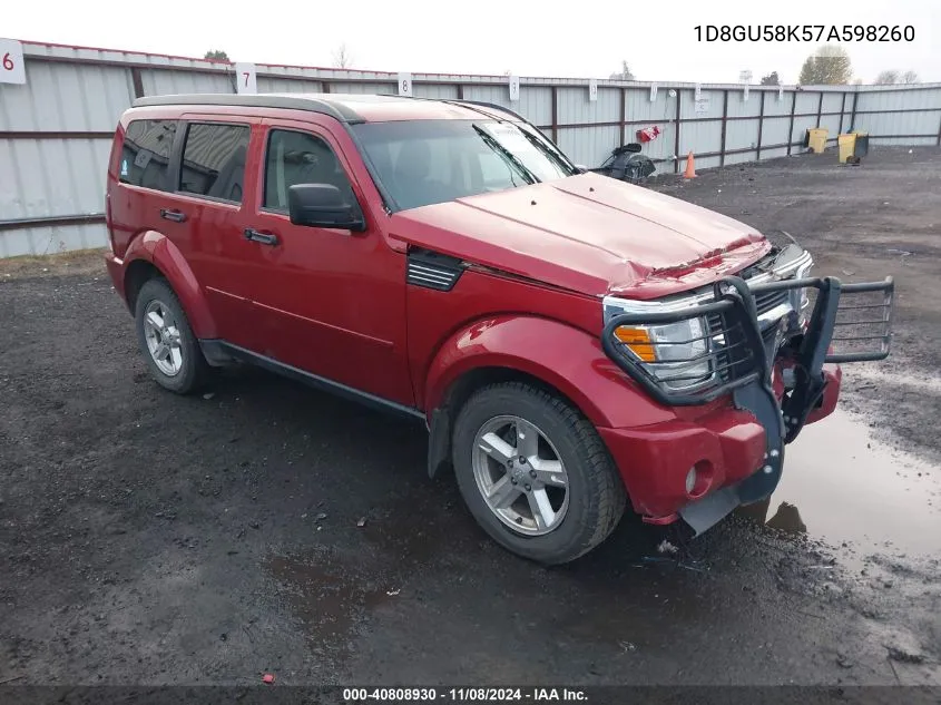 2007 Dodge Nitro Slt/Rt VIN: 1D8GU58K57A598260 Lot: 40808930