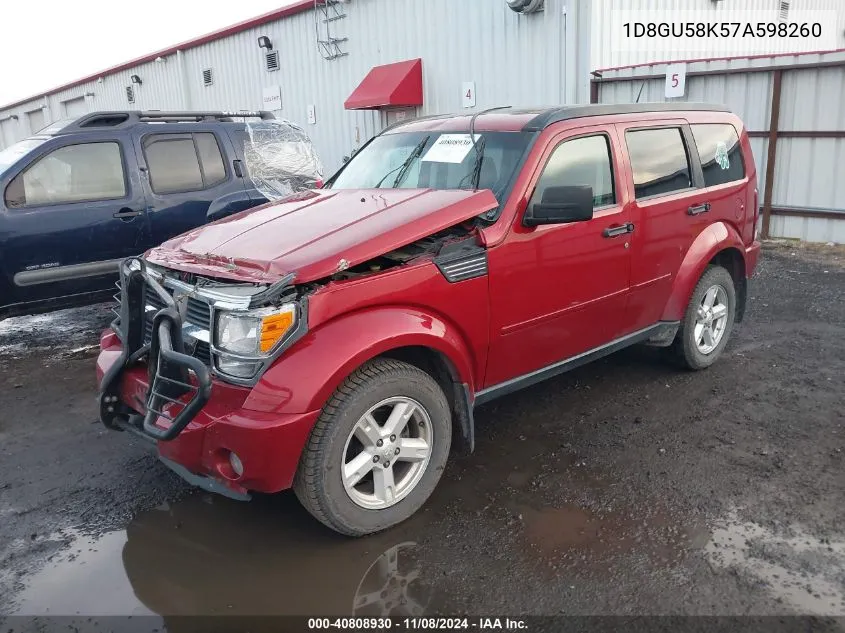 2007 Dodge Nitro Slt/Rt VIN: 1D8GU58K57A598260 Lot: 40808930