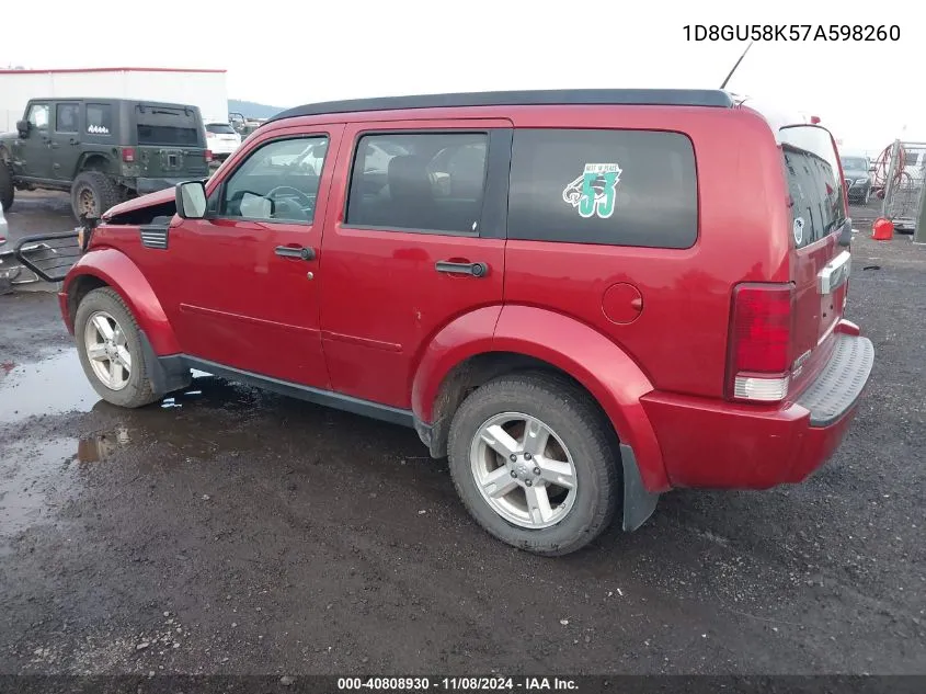 2007 Dodge Nitro Slt/Rt VIN: 1D8GU58K57A598260 Lot: 40808930