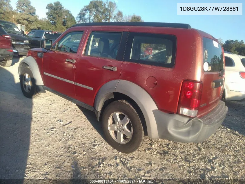 2007 Dodge Nitro Sxt VIN: 1D8GU28K77W728881 Lot: 40813704