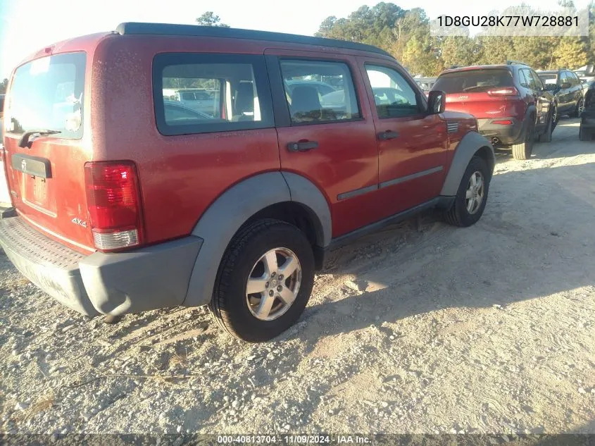 2007 Dodge Nitro Sxt VIN: 1D8GU28K77W728881 Lot: 40813704