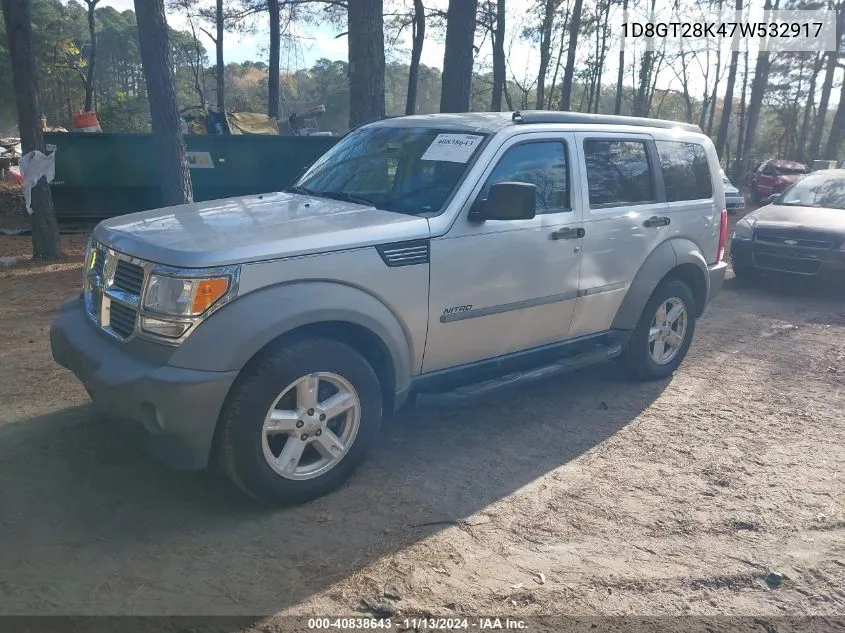 2007 Dodge Nitro Sxt VIN: 1D8GT28K47W532917 Lot: 40838643