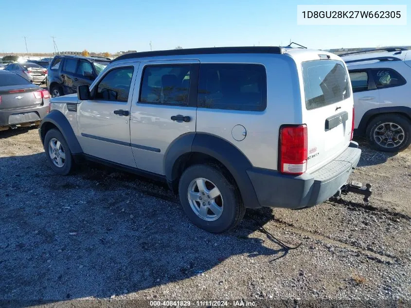 2007 Dodge Nitro Sxt VIN: 1D8GU28K27W662305 Lot: 40841829