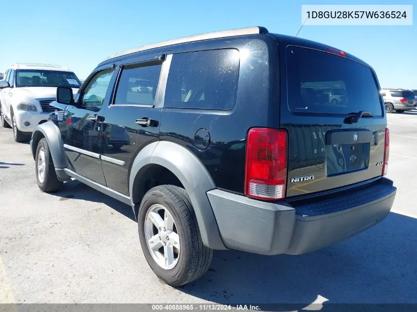 2007 Dodge Nitro Sxt VIN: 1D8GU28K57W636524 Lot: 40858965