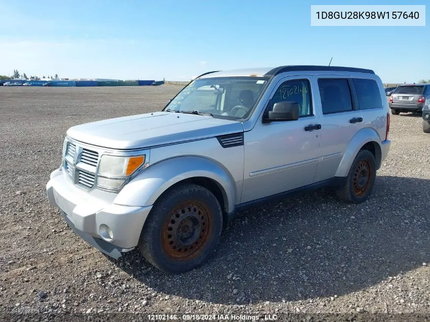 2008 Dodge Nitro Sxt VIN: 1D8GU28K98W157640 Lot: 12102146