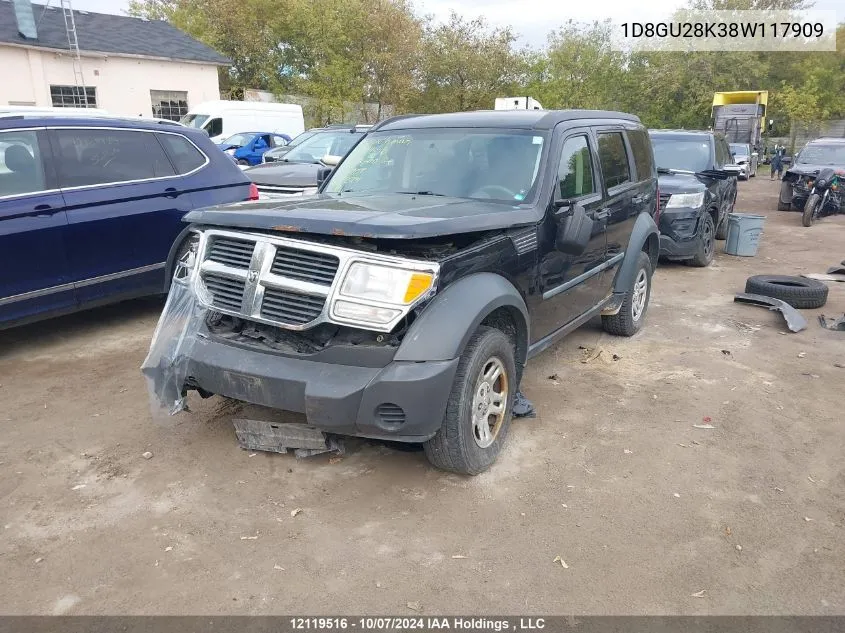 2008 Dodge Nitro Se/Sxt VIN: 1D8GU28K38W117909 Lot: 12119516