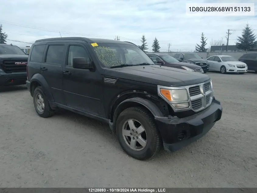 2008 Dodge Nitro Sxt VIN: 1D8GU28K68W151133 Lot: 12128893