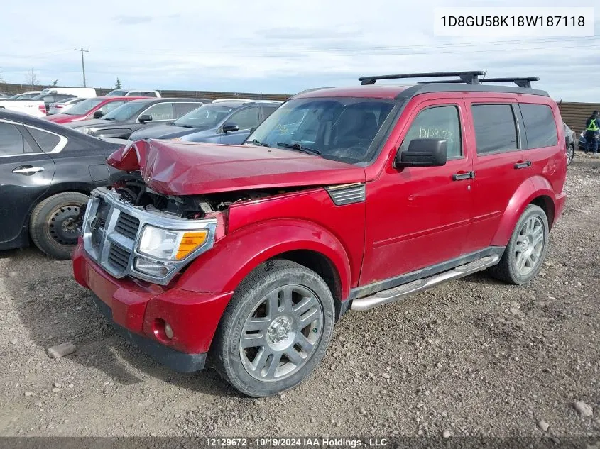 2008 Dodge Nitro Slt VIN: 1D8GU58K18W187118 Lot: 12129672