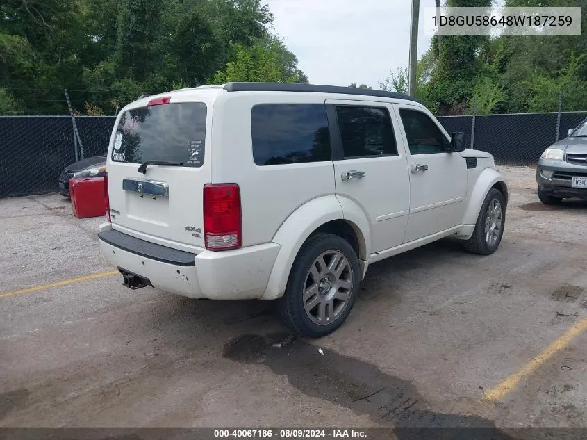 2008 Dodge Nitro Slt/Rt VIN: 1D8GU58648W187259 Lot: 40067186