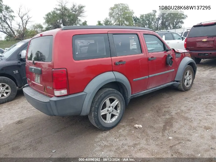 2008 Dodge Nitro Sxt VIN: 1D8GU28K68W137295 Lot: 40090362