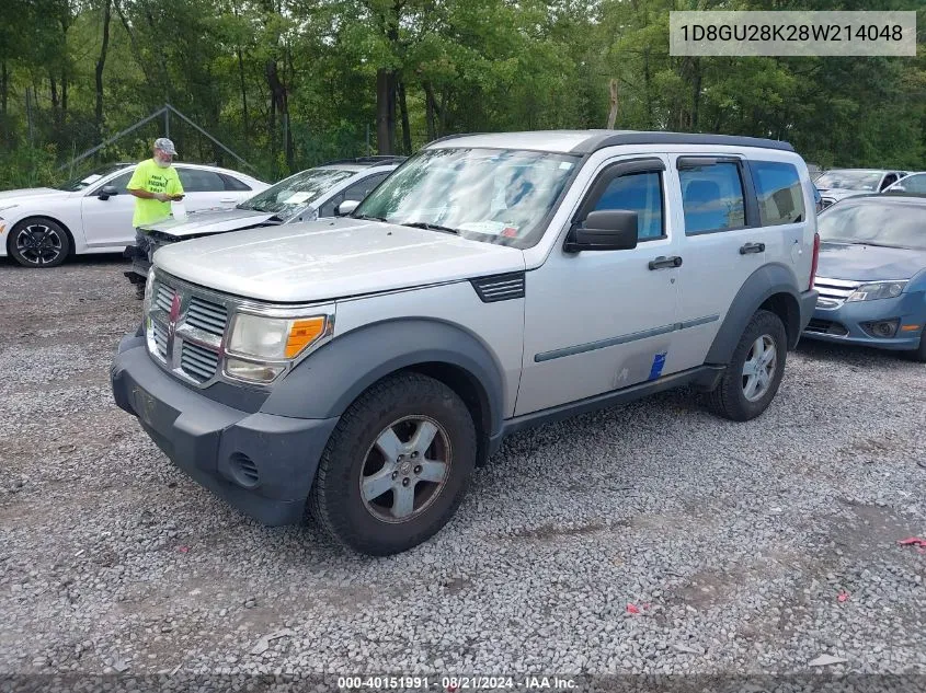 2008 Dodge Nitro Sxt VIN: 1D8GU28K28W214048 Lot: 40151991