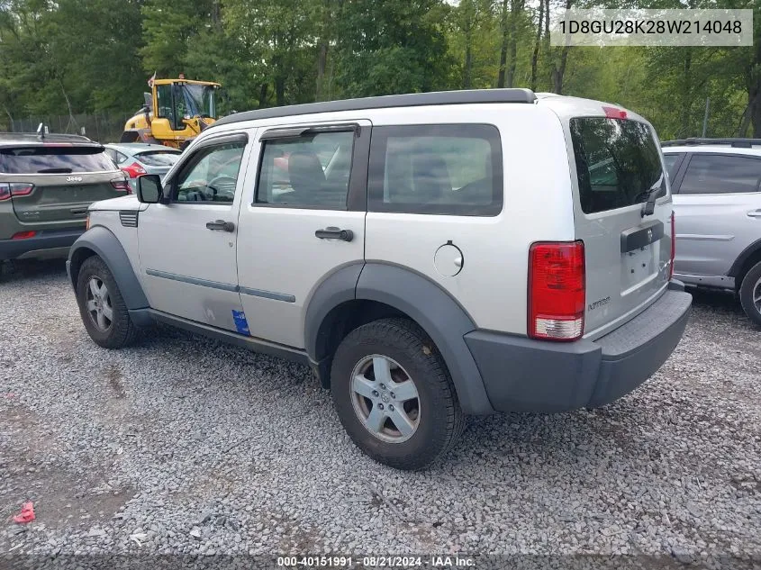 2008 Dodge Nitro Sxt VIN: 1D8GU28K28W214048 Lot: 40151991