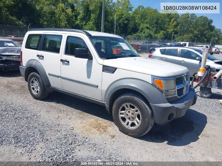 2008 Dodge Nitro Sxt VIN: 1D8GU28K08W108424 Lot: 40153190