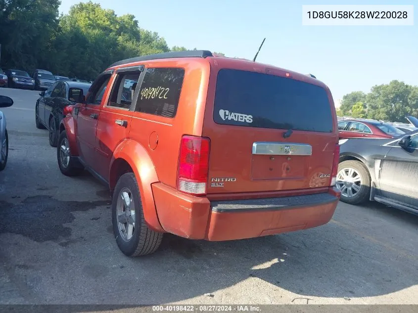 2008 Dodge Nitro Slt/Rt VIN: 1D8GU58K28W220028 Lot: 40198422