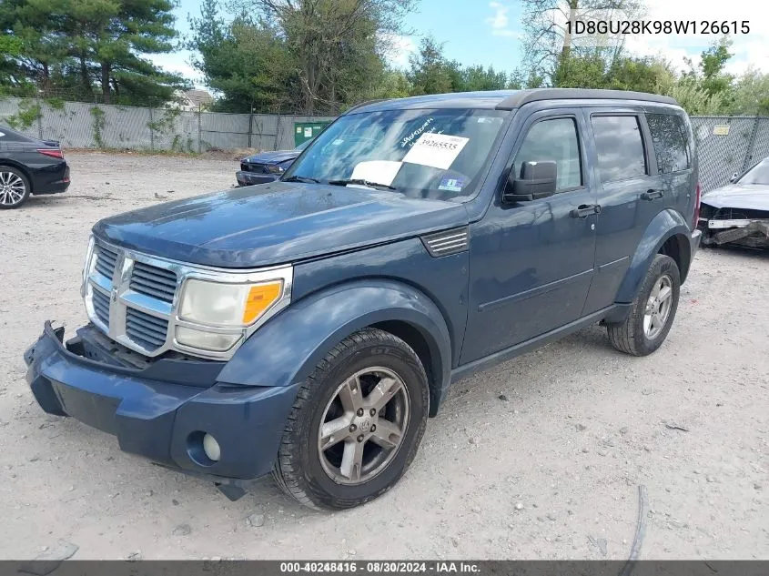 2008 Dodge Nitro Sxt VIN: 1D8GU28K98W126615 Lot: 40248416