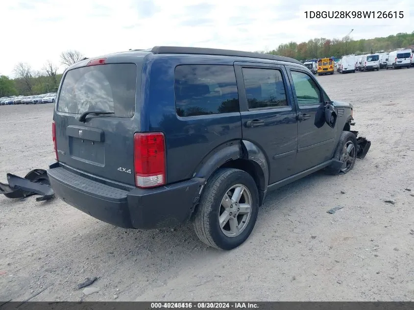 2008 Dodge Nitro Sxt VIN: 1D8GU28K98W126615 Lot: 40248416