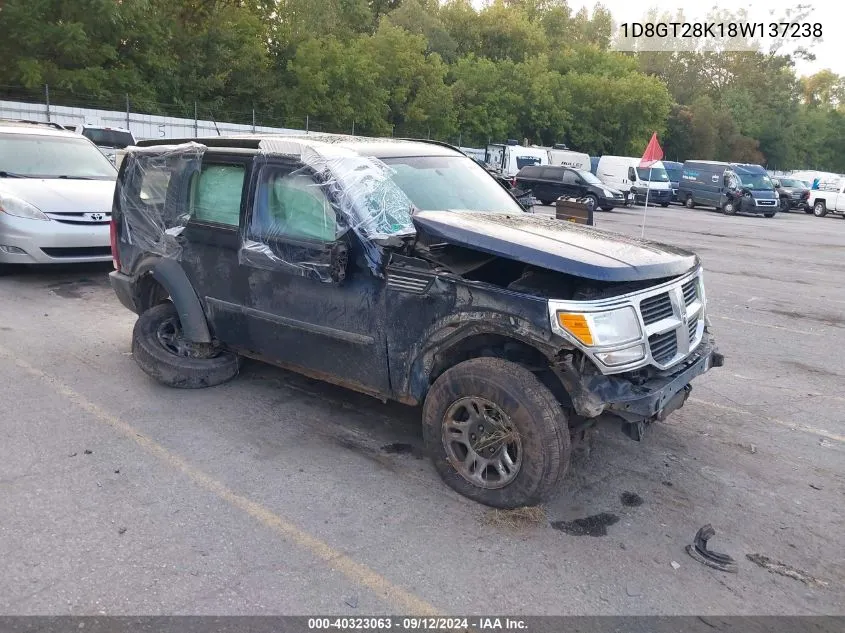 2008 Dodge Nitro Sxt VIN: 1D8GT28K18W137238 Lot: 40323063