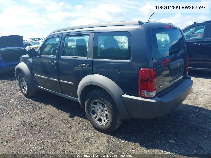 1D8GT28K08W287597 2008 Dodge Nitro Sxt