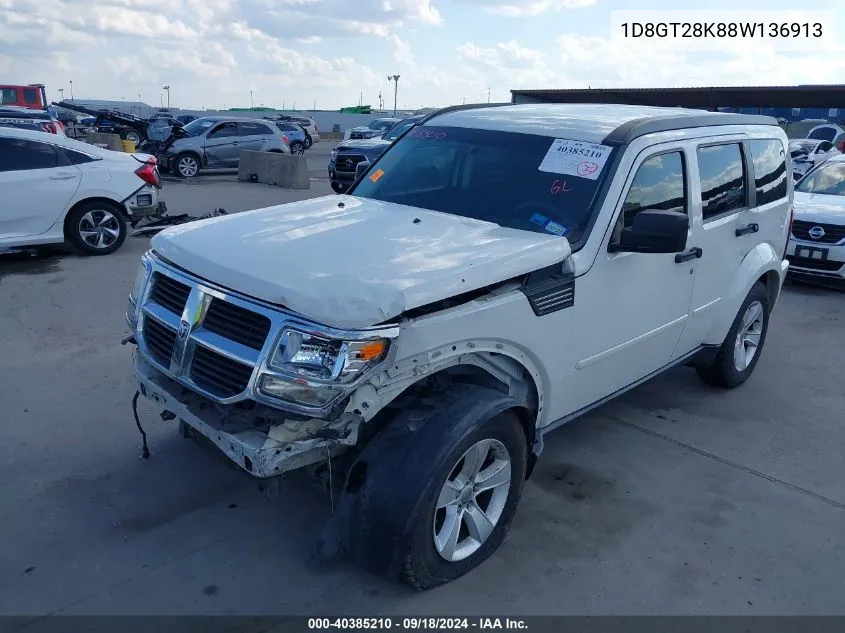 2008 Dodge Nitro Sxt VIN: 1D8GT28K88W136913 Lot: 40385210