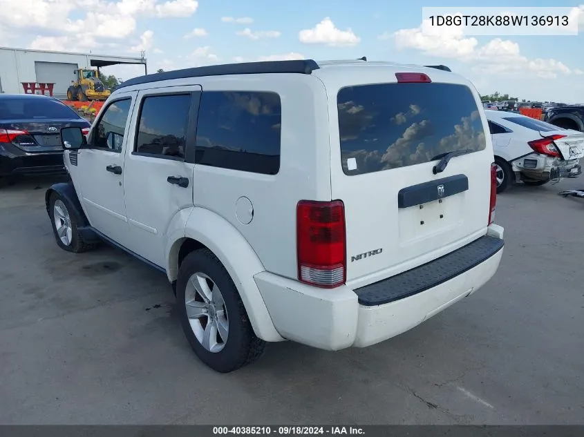 1D8GT28K88W136913 2008 Dodge Nitro Sxt