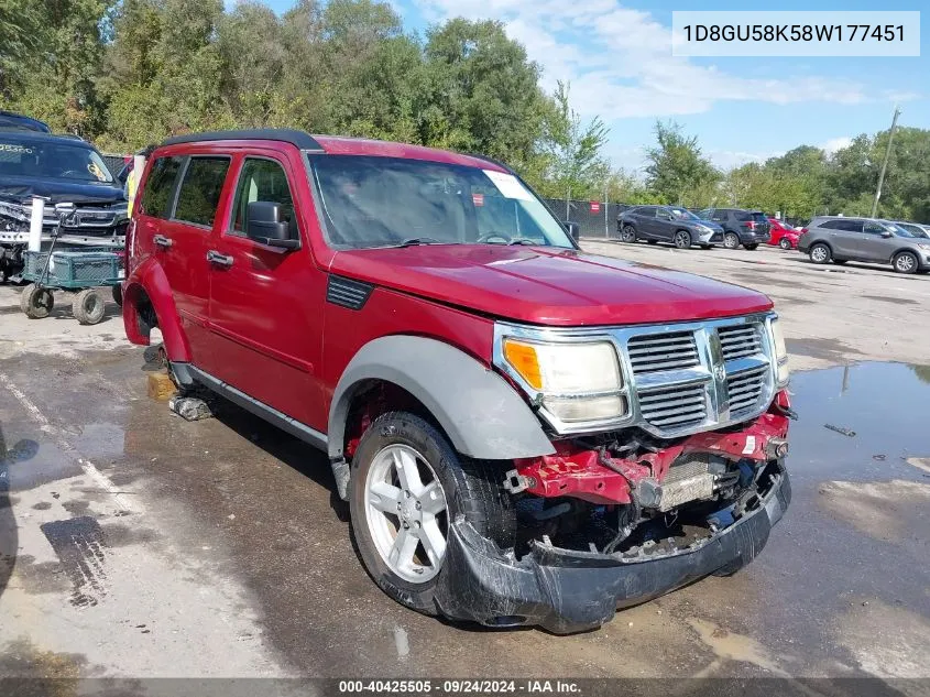 2008 Dodge Nitro Slt/Rt VIN: 1D8GU58K58W177451 Lot: 40425505