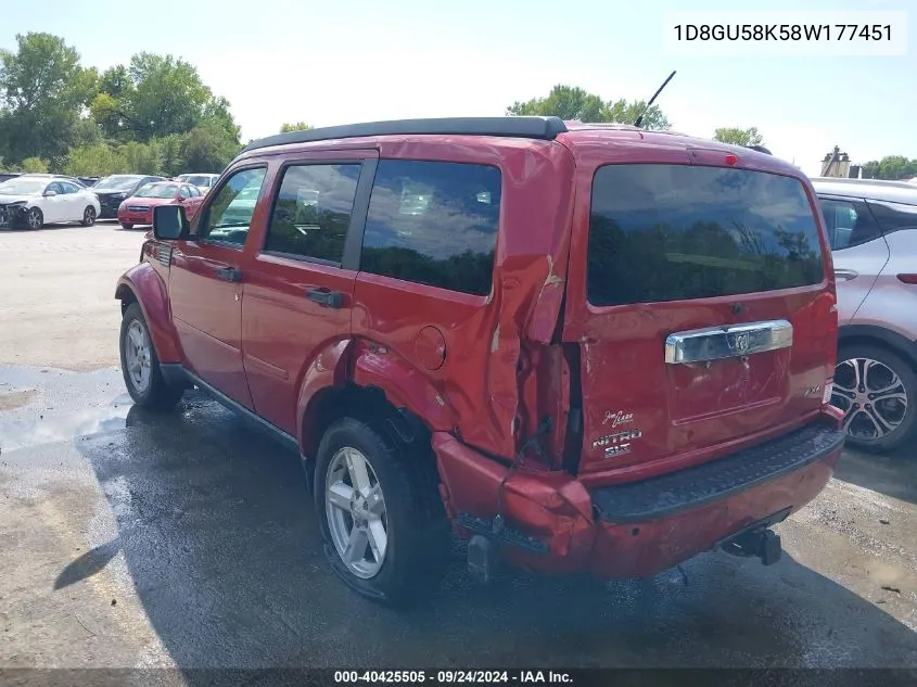 2008 Dodge Nitro Slt/Rt VIN: 1D8GU58K58W177451 Lot: 40425505