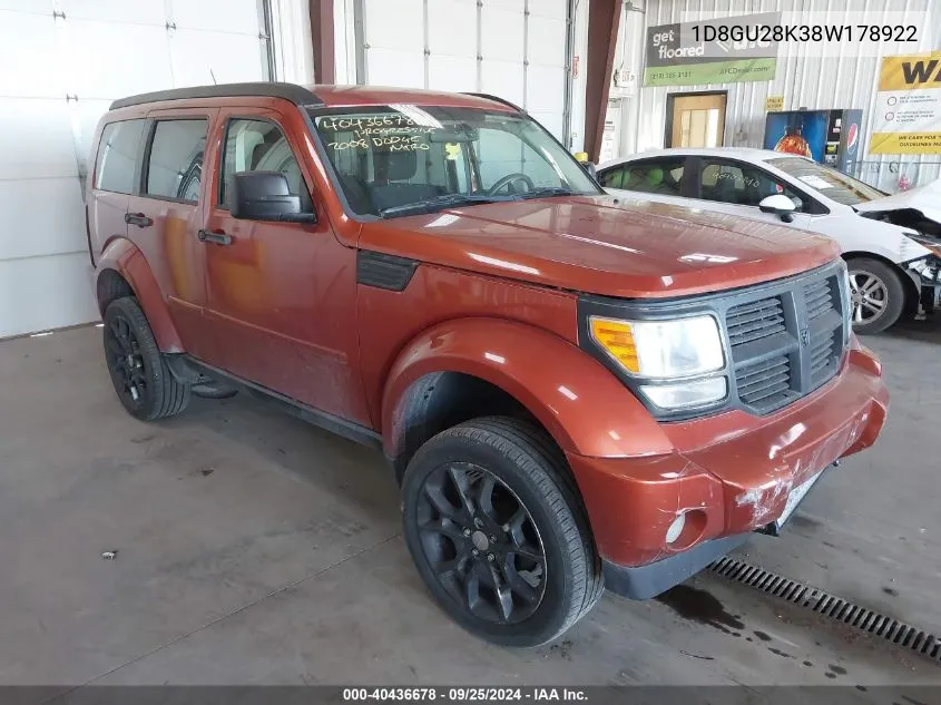 1D8GU28K38W178922 2008 Dodge Nitro Sxt