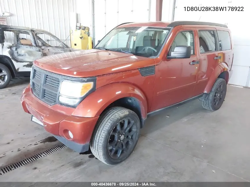 2008 Dodge Nitro Sxt VIN: 1D8GU28K38W178922 Lot: 40436678