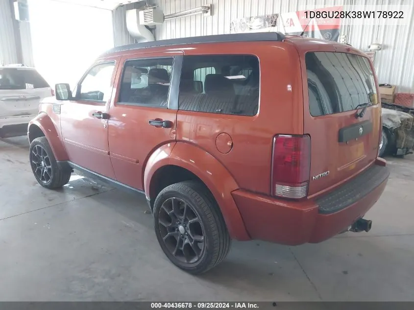 1D8GU28K38W178922 2008 Dodge Nitro Sxt