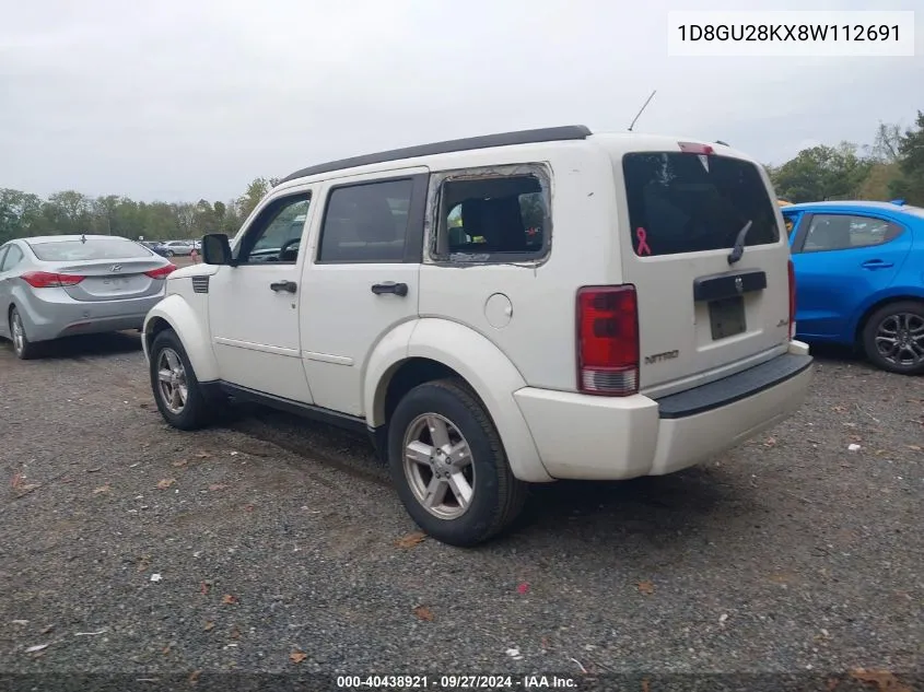 2008 Dodge Nitro Sxt VIN: 1D8GU28KX8W112691 Lot: 40438921