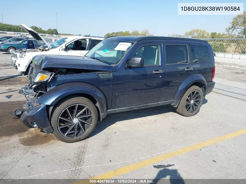 2008 Dodge Nitro Sxt VIN: 1D8GU28K38W190584 Lot: 40478034